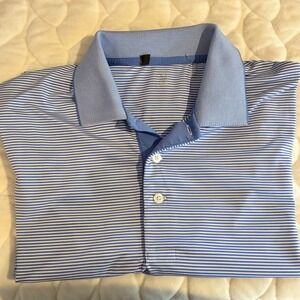 Ralph Lauren RLX Golf‎ Polo Shirt Mens Striped Blue Wicking Short Sleeve Mens L